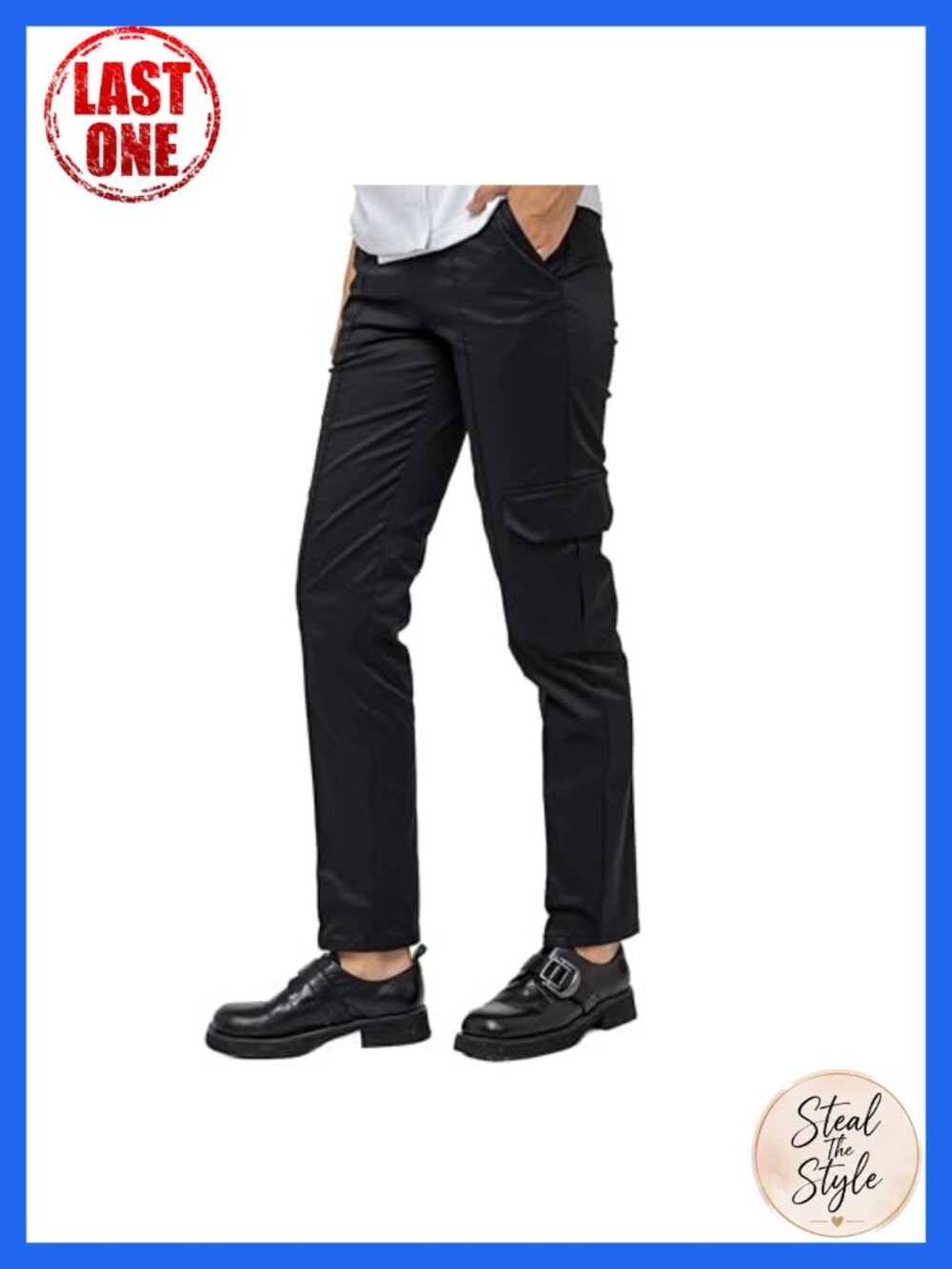 Women's Chef Cargo Work Pants Elastic Waist Pull On Tapered Fit Food Service